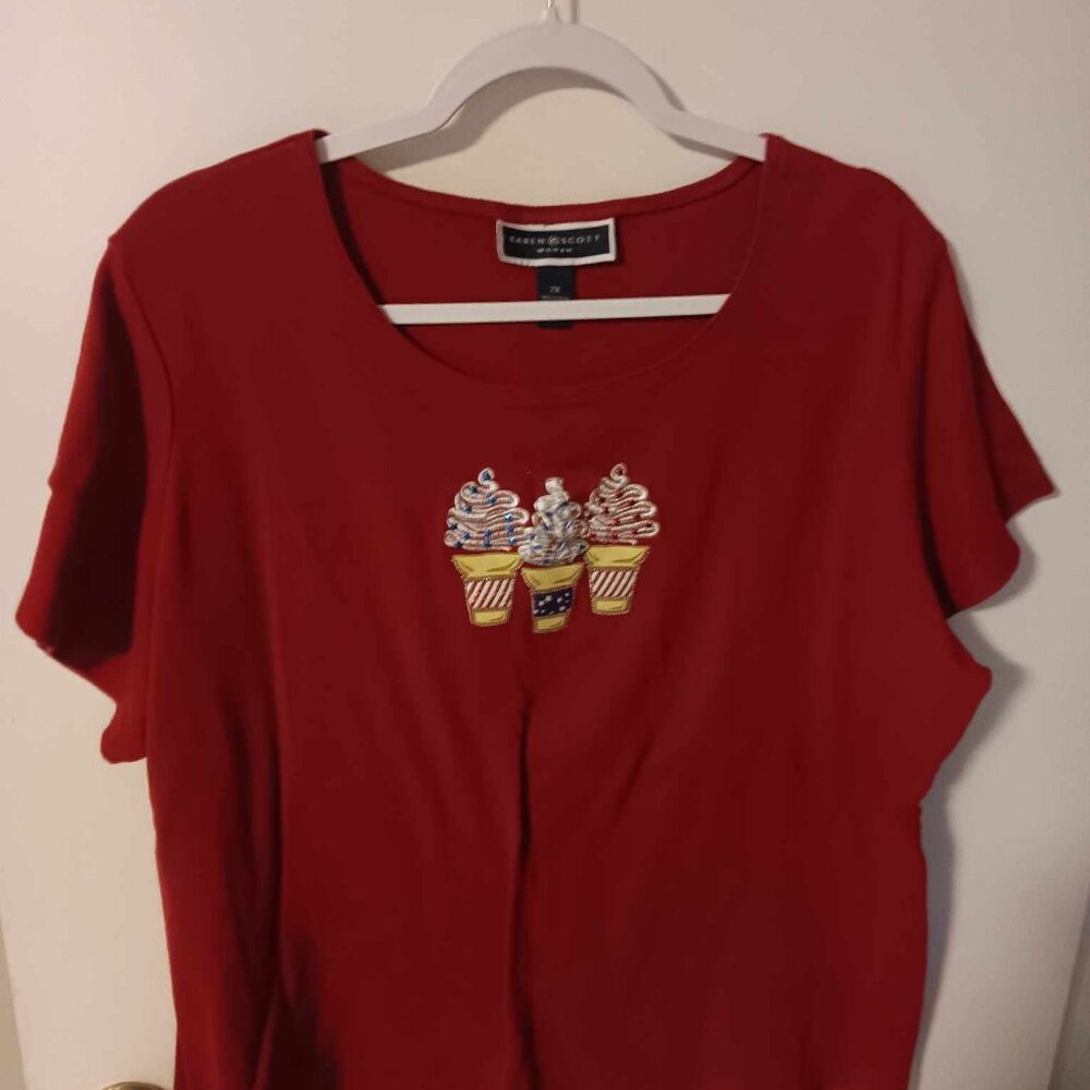 Woman's Karen Scott top 2X- 4th of July